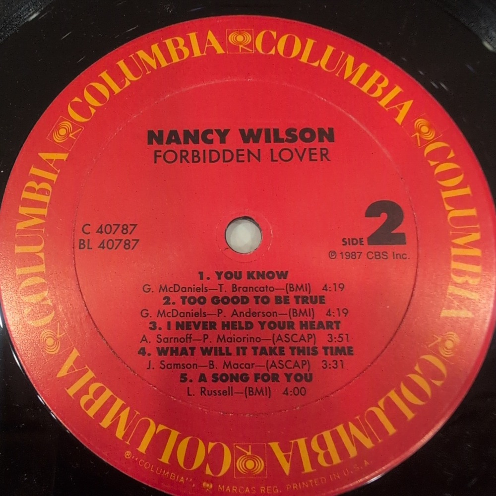 Nancy Wilson Forbidden Lover Vinyl LP Columbia C 40787 Jazz Soul 1987 Album - Picture 6 of 6